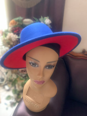 Beautiful Royal Blue Fedora with Red bottom