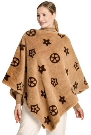 Tan Furry LV Inspired Poncho
